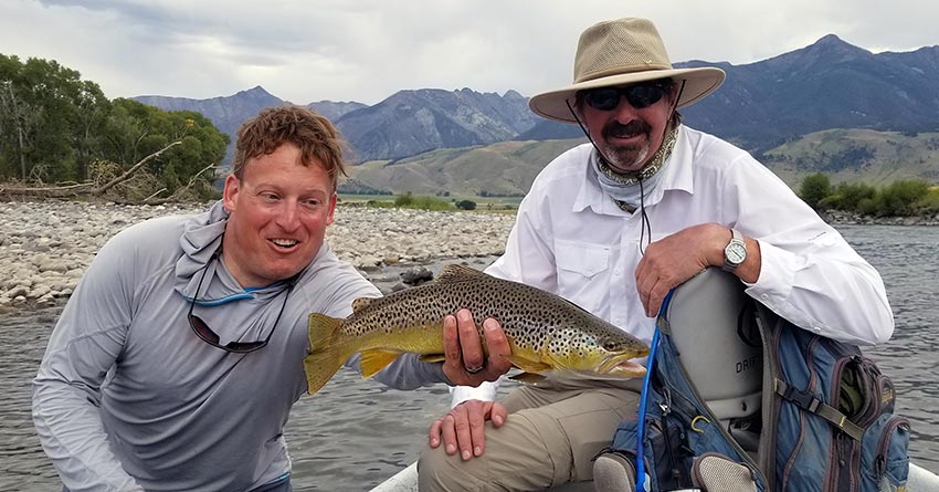 large yellowstone river brown trout caught on a late summer float trip
