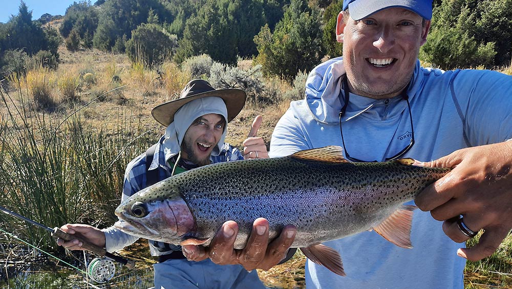 large rainbow trout caught on a Montana private water fishing trip