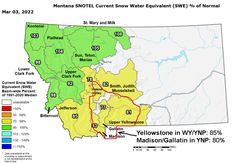 Montana snowpack for March 3, 2022