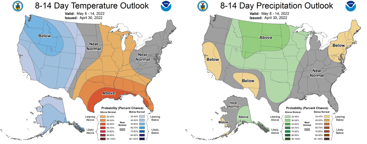 8-14 NOAA outlook through mid-May 2022