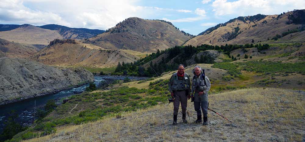 hiking anglers on the Yellowstone River