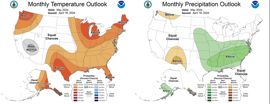 climatological outlook for the CONUS for April 18, 2024