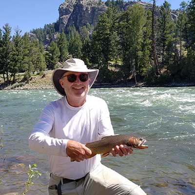 photo demonstrates a wade fishing trip with yellowstone country fly fishing