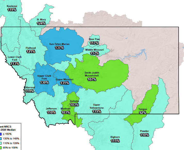 montana basin precipitation report for March 21 2026