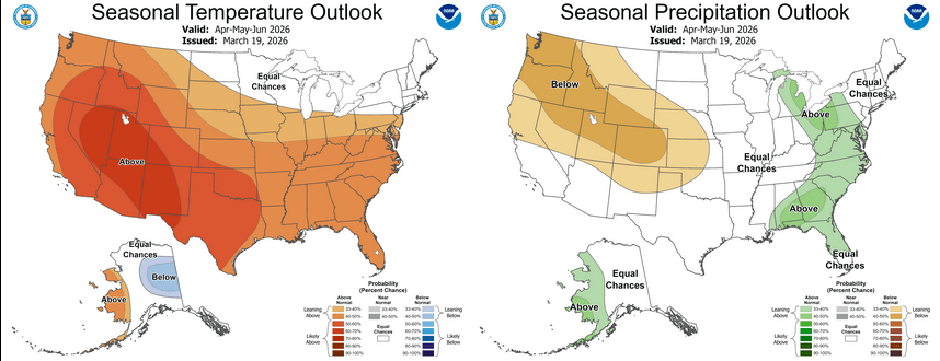 April through June seasonal climate outlooks