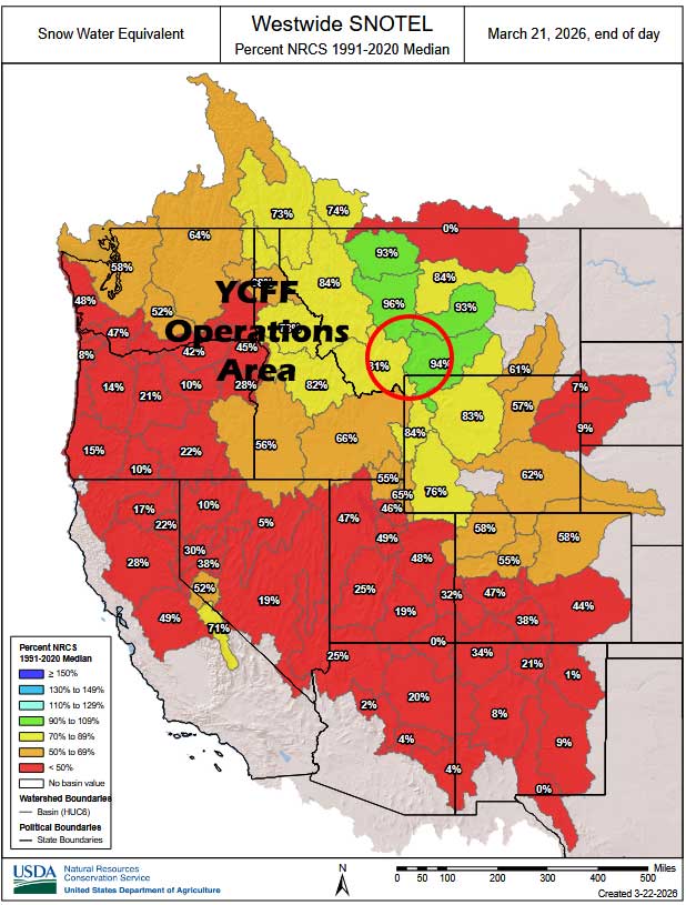 westwide snowpack as of mar 22 2026