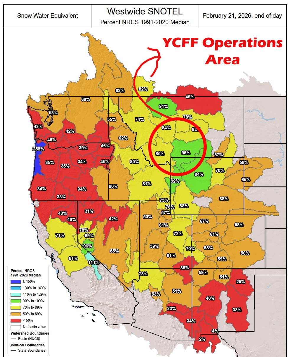 westwide snowpack chart for feb 21 2026