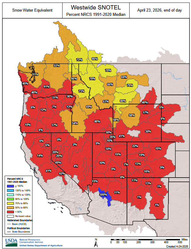 april 24 2026 westwide snotel graph