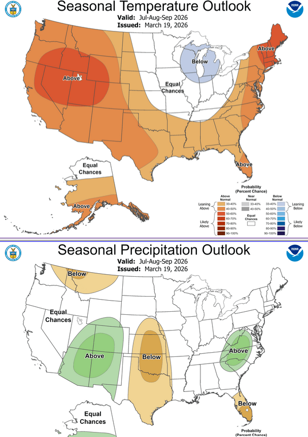 NOAA climate outlook for late summer 2026